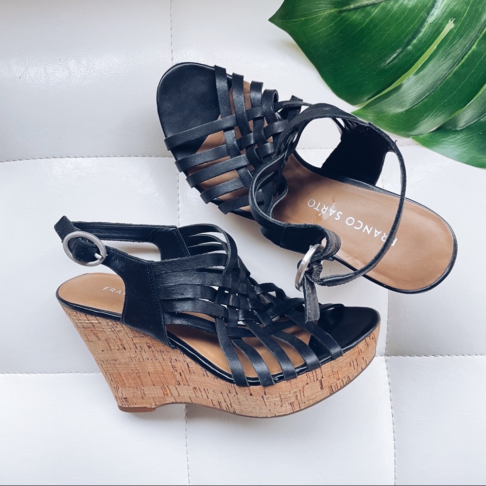 FRANCO SARTO | Strappy Leather Cork Wedge